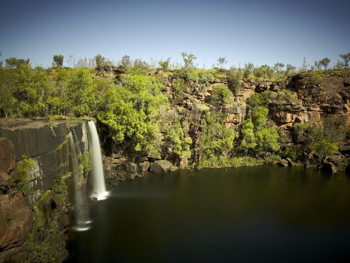 Pristine waterfall near the Bullo River Station Northern Territory Australia