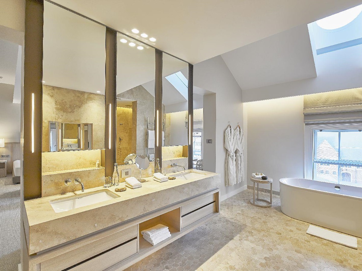 Luxurious bathroom of a suite at COMO The Treasury hotel in Perth Australia