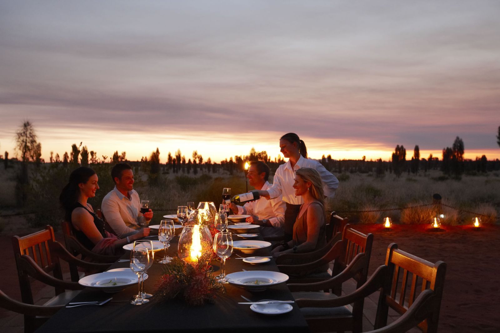 Outback dining at Longitude 131 luxury camp in Ayers Rock Australia