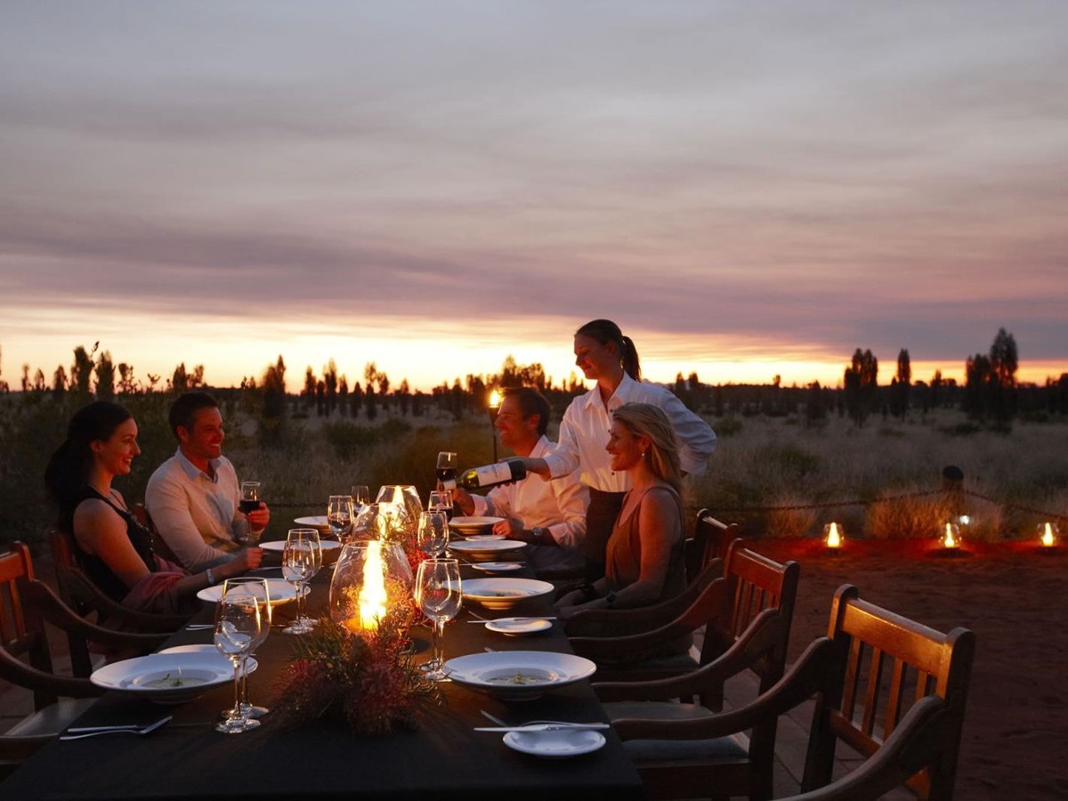 Outback dining at Longitude 131 luxury camp in Ayers Rock Australia