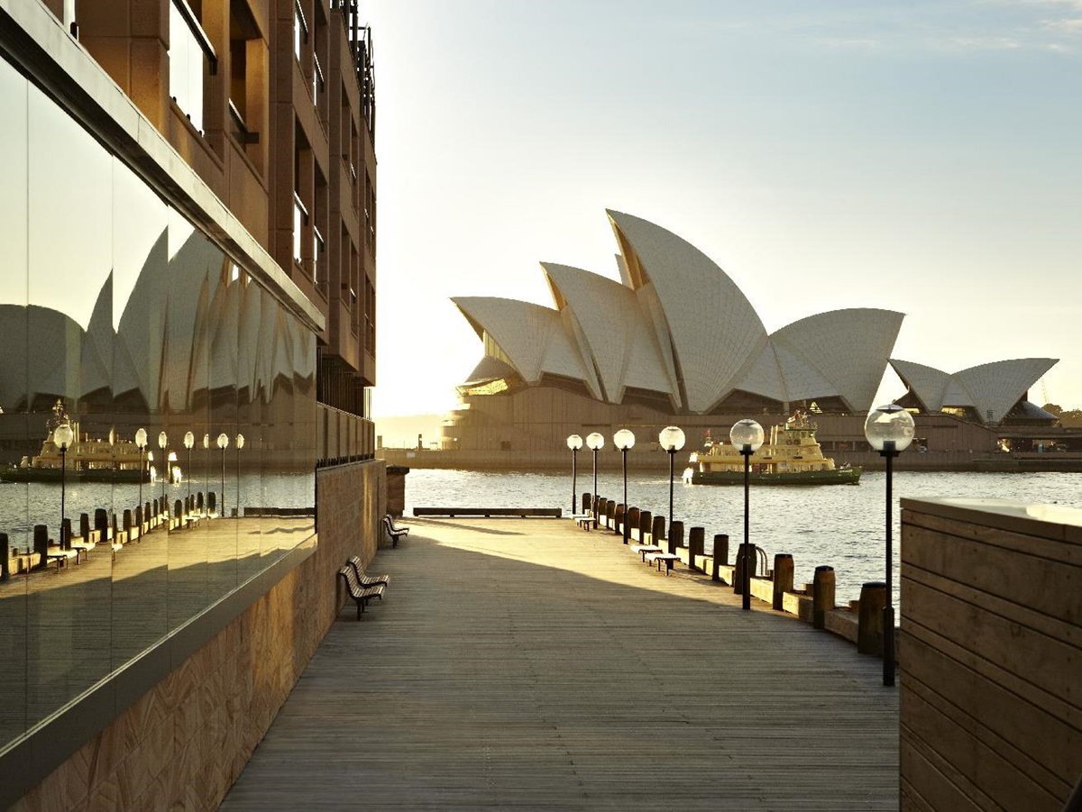 Exterior of the Park Hyatt Sydney and Opera House view