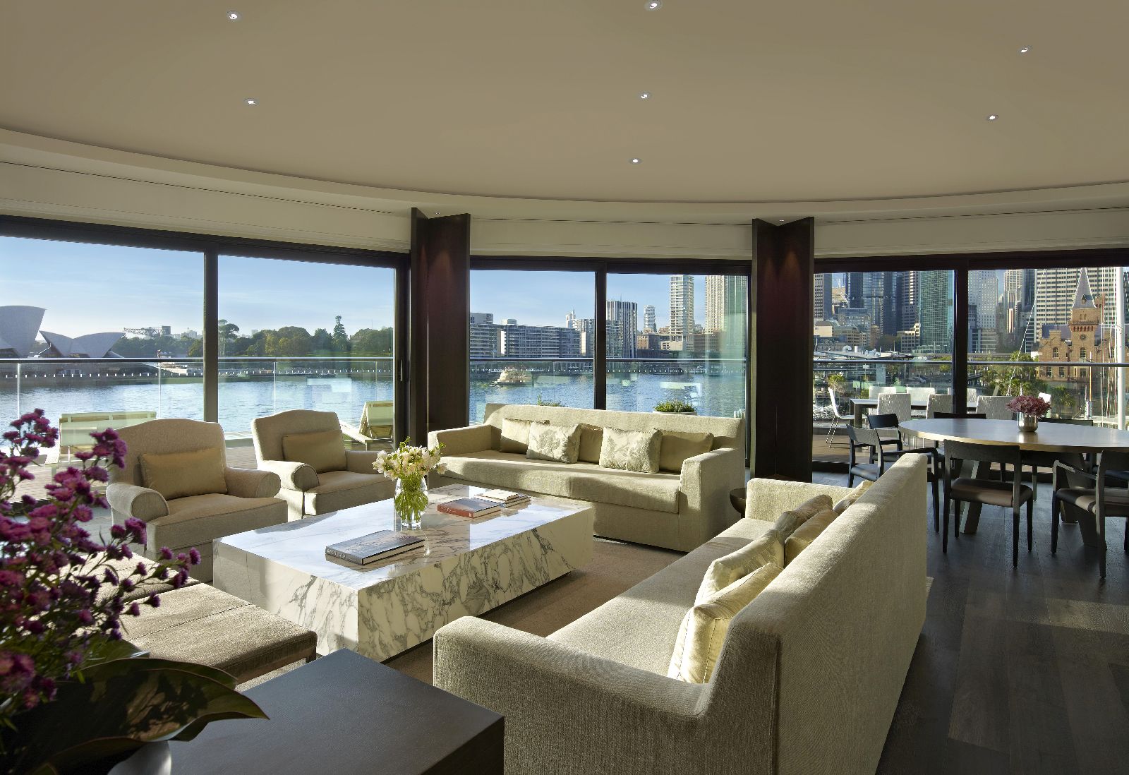 Panoramic views from a suite lounge at the Park Hyatt Sydney