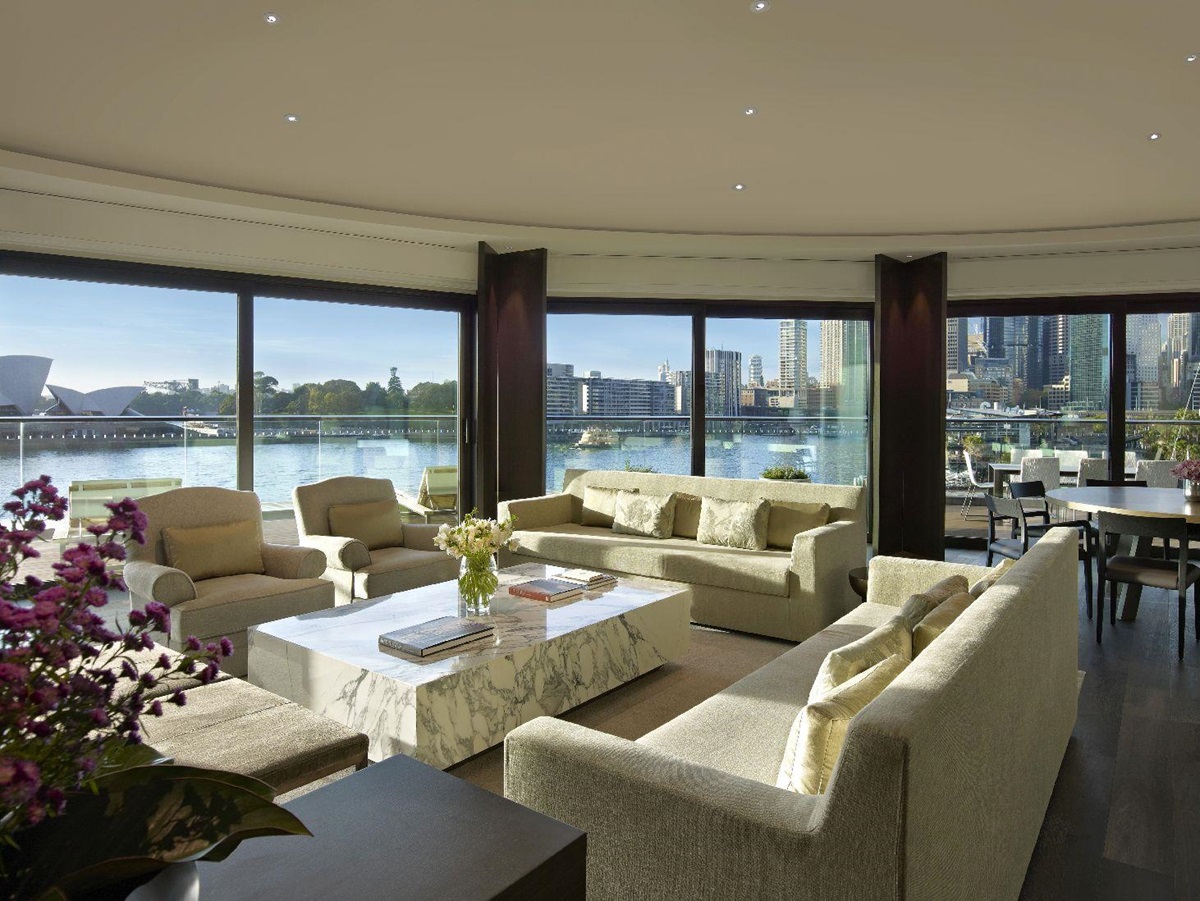 Panoramic views from a suite lounge at the Park Hyatt Sydney