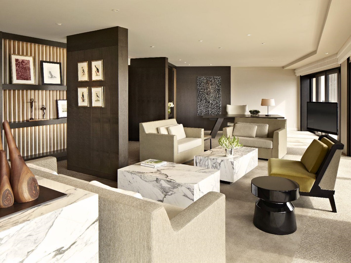 Spacious lounge area of a suite at the Park Hyatt Sydney