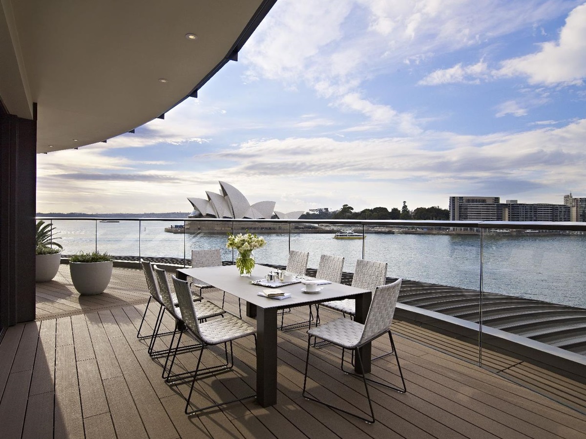 Opera House views from a terrace at the Park Hyatt Sydney