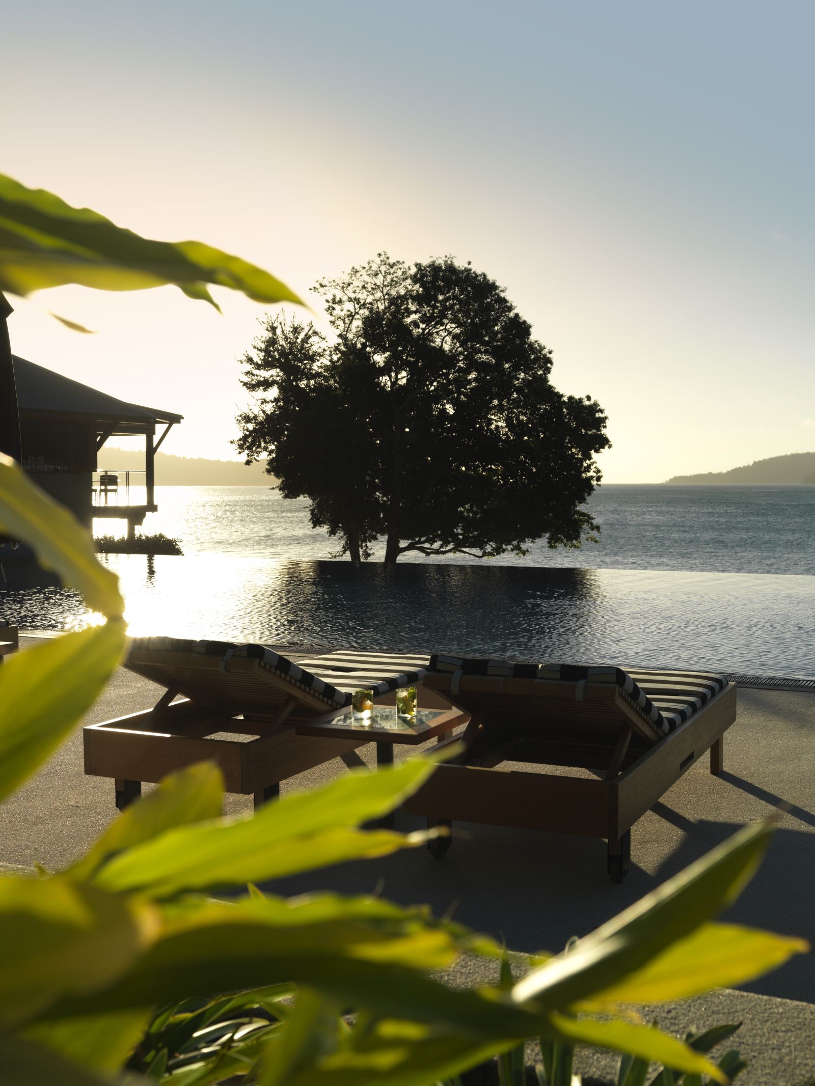 Pebble beach pool by the Great Barrier Reef at luxury lodge Qualia in Australia