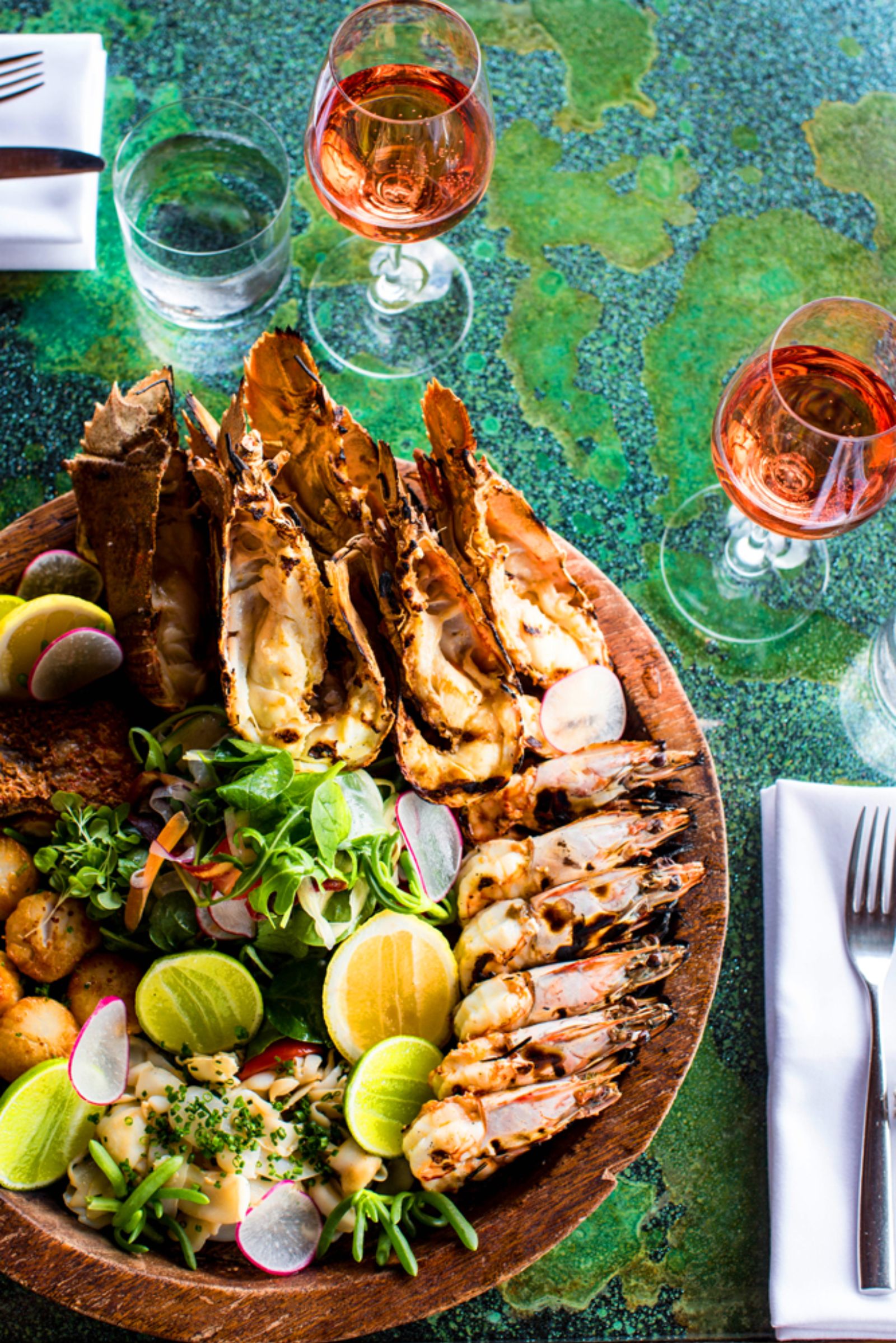 Seafood fine dining cuisine at luxury lodge Qualia by the Great Barrier Reef in Australia