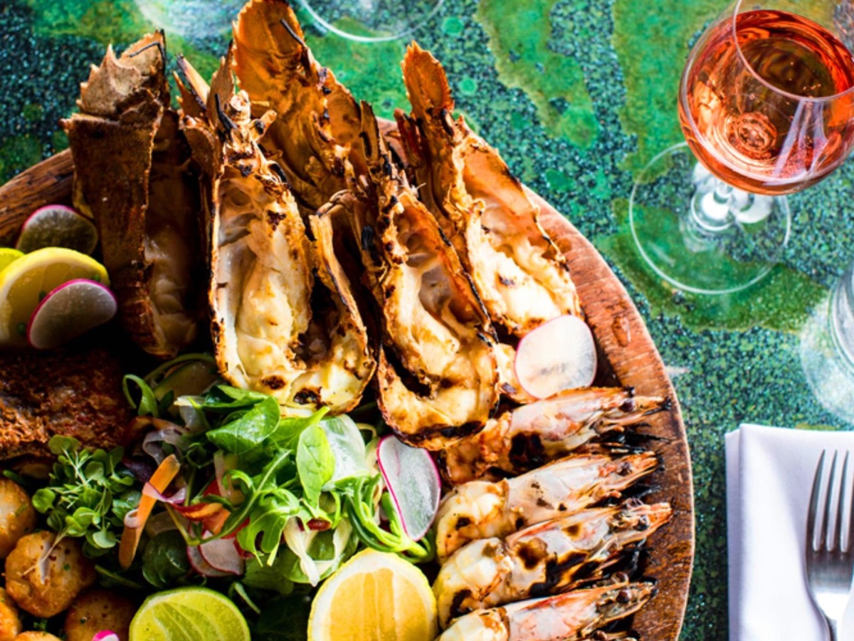 Seafood fine dining cuisine at luxury lodge Qualia by the Great Barrier Reef in Australia