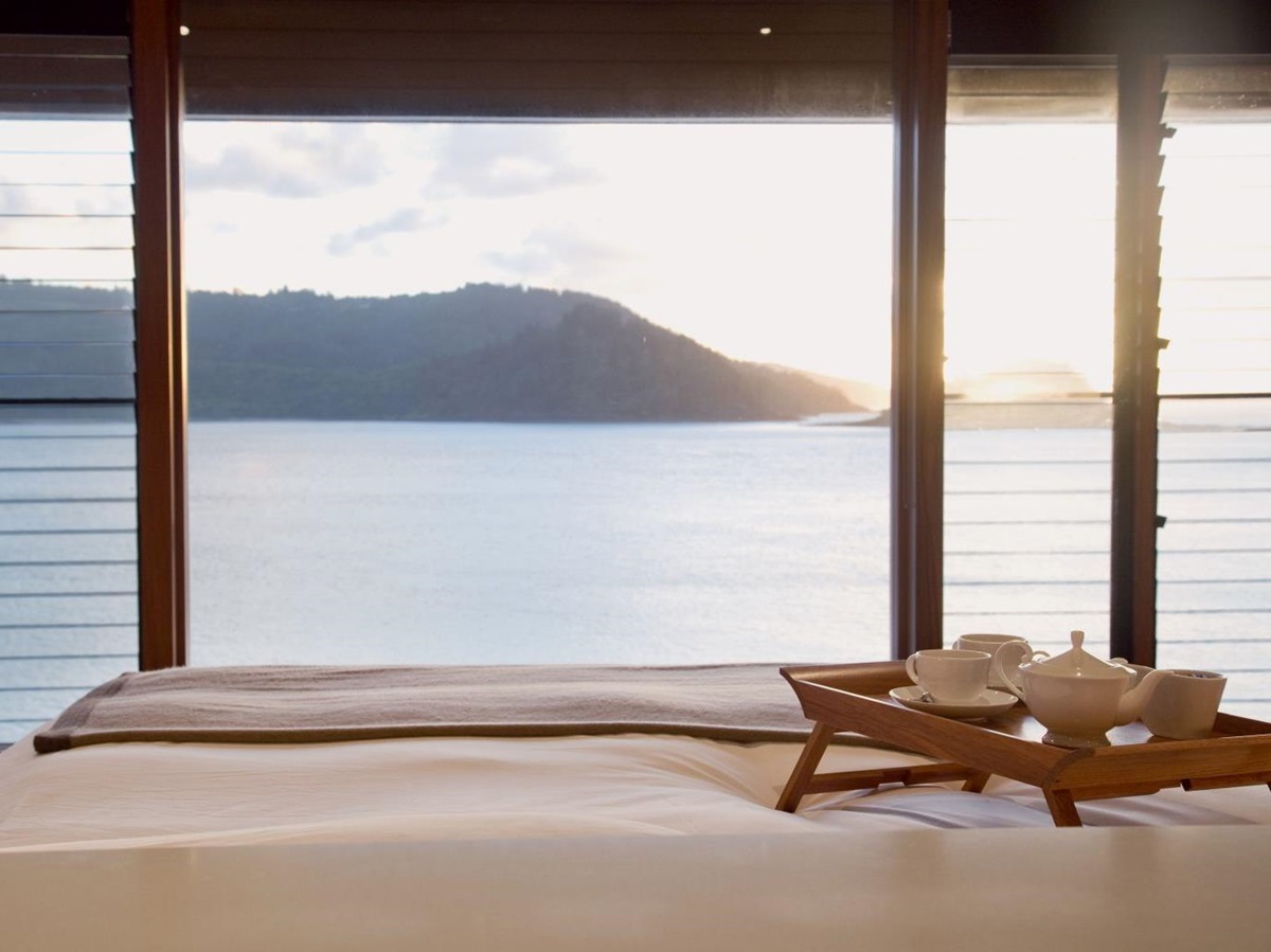 Bed in the Pavilion at Qualia, Great Barrier Reef in Australia