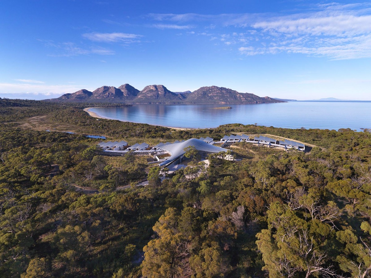 An aerial view of Saffire Freycinet - photo courtesy of Australia tourist board