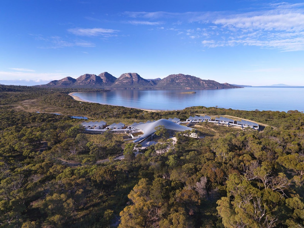 An aerial view of Saffire Freycinet - photo courtesy of Australia tourist board