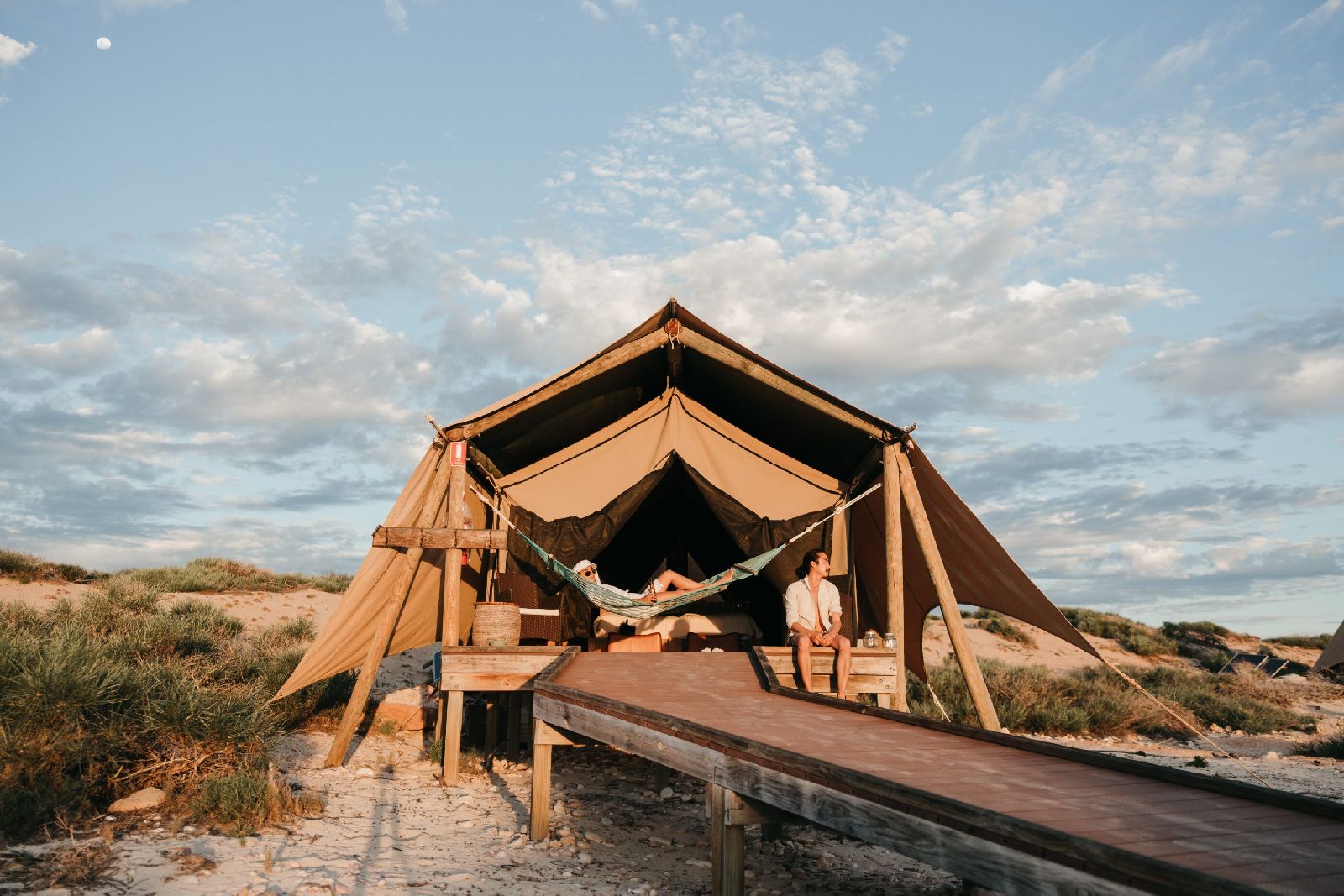 Exterior of a tent at Sal Salis luxury camp in Western Australia