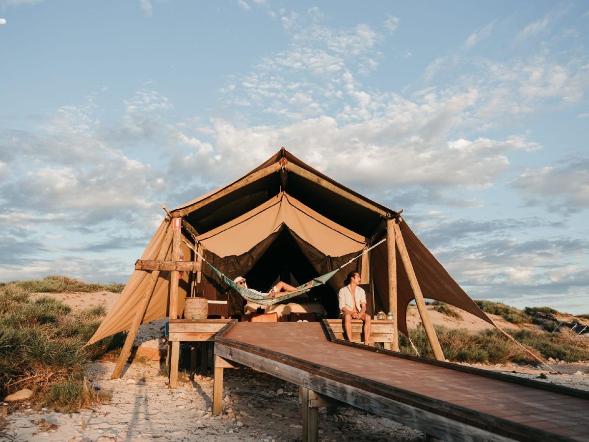 Exterior of a tent at Sal Salis luxury camp in Western Australia