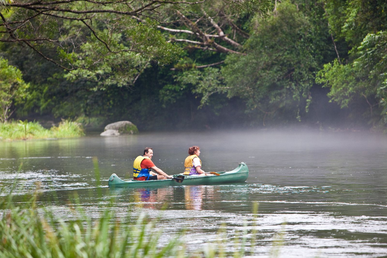 Kayaking along the Mossman river at Silky Oaks Daintree Australia