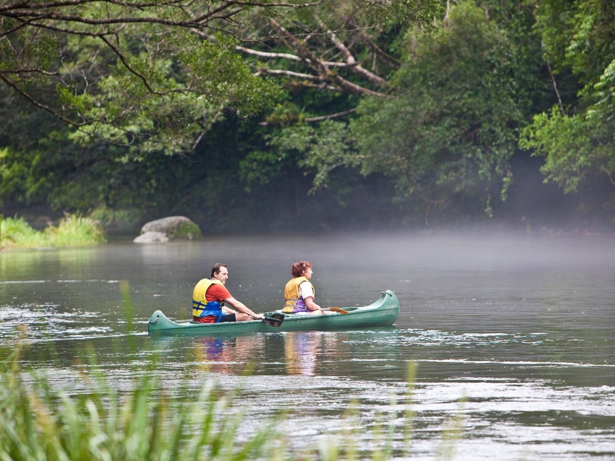 Kayaking along the Mossman river at Silky Oaks Daintree Australia