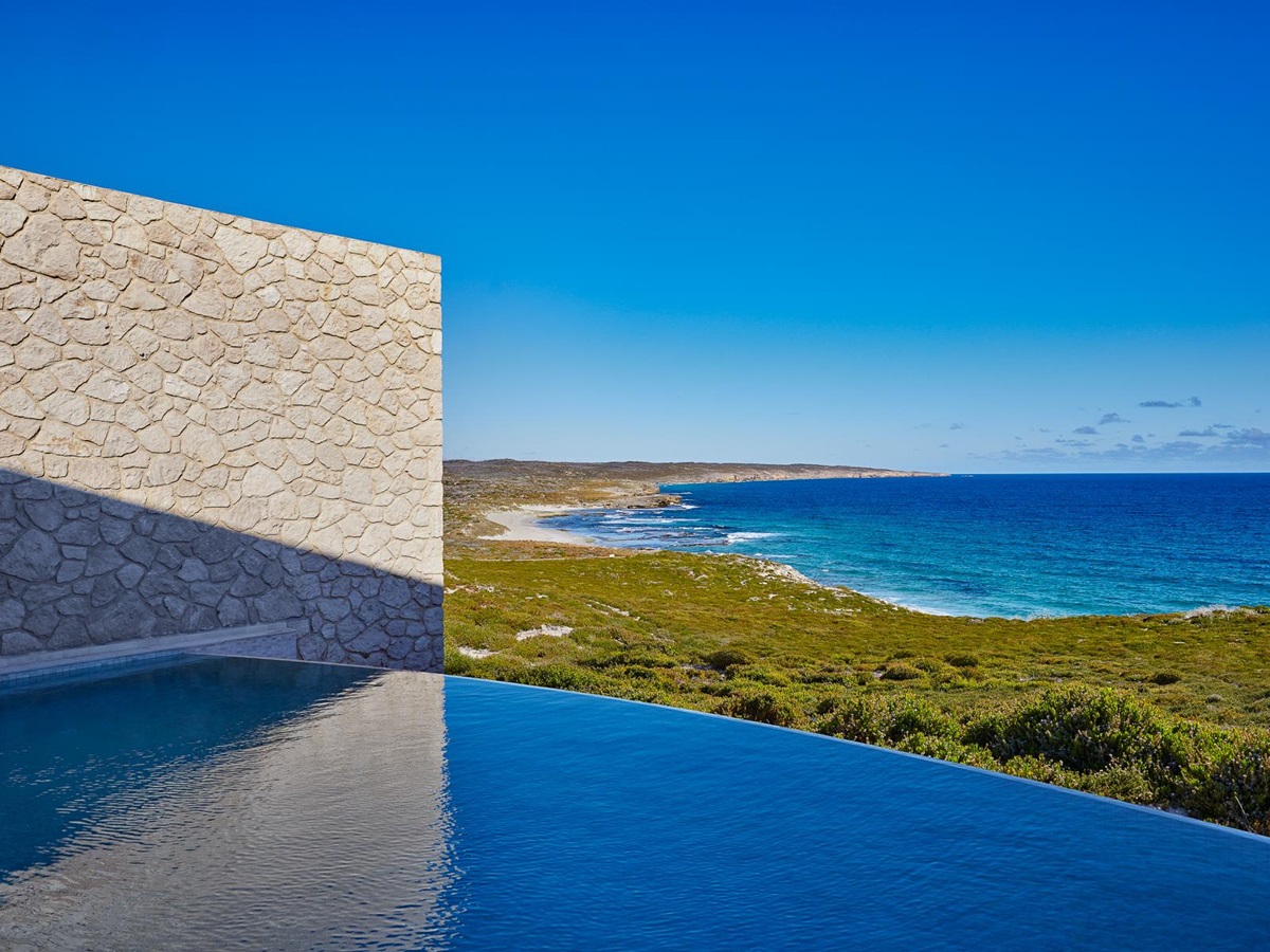 Main swimming pool overlooking the coast at Southern Ocean Lodge