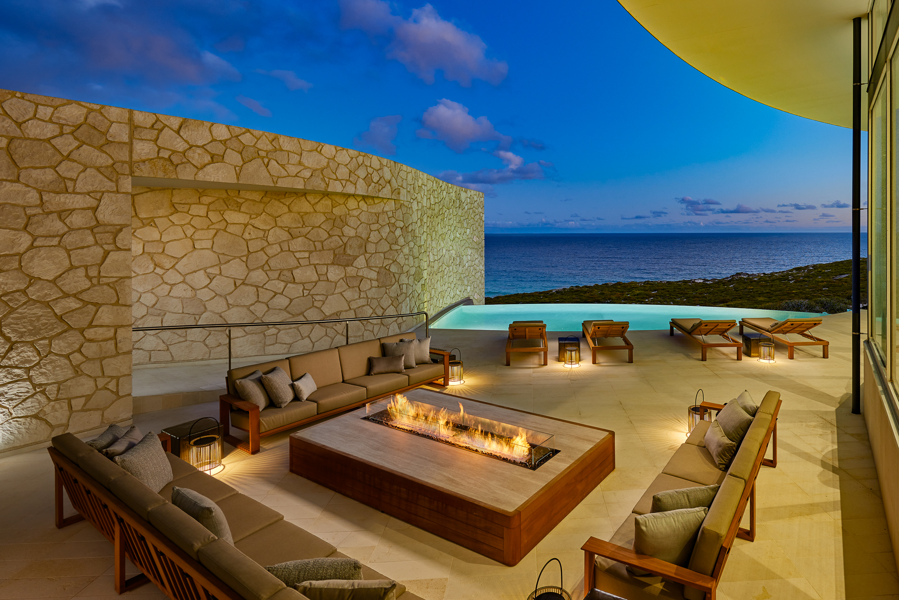 Swimming pool lounge area at Southern Ocean Lodge