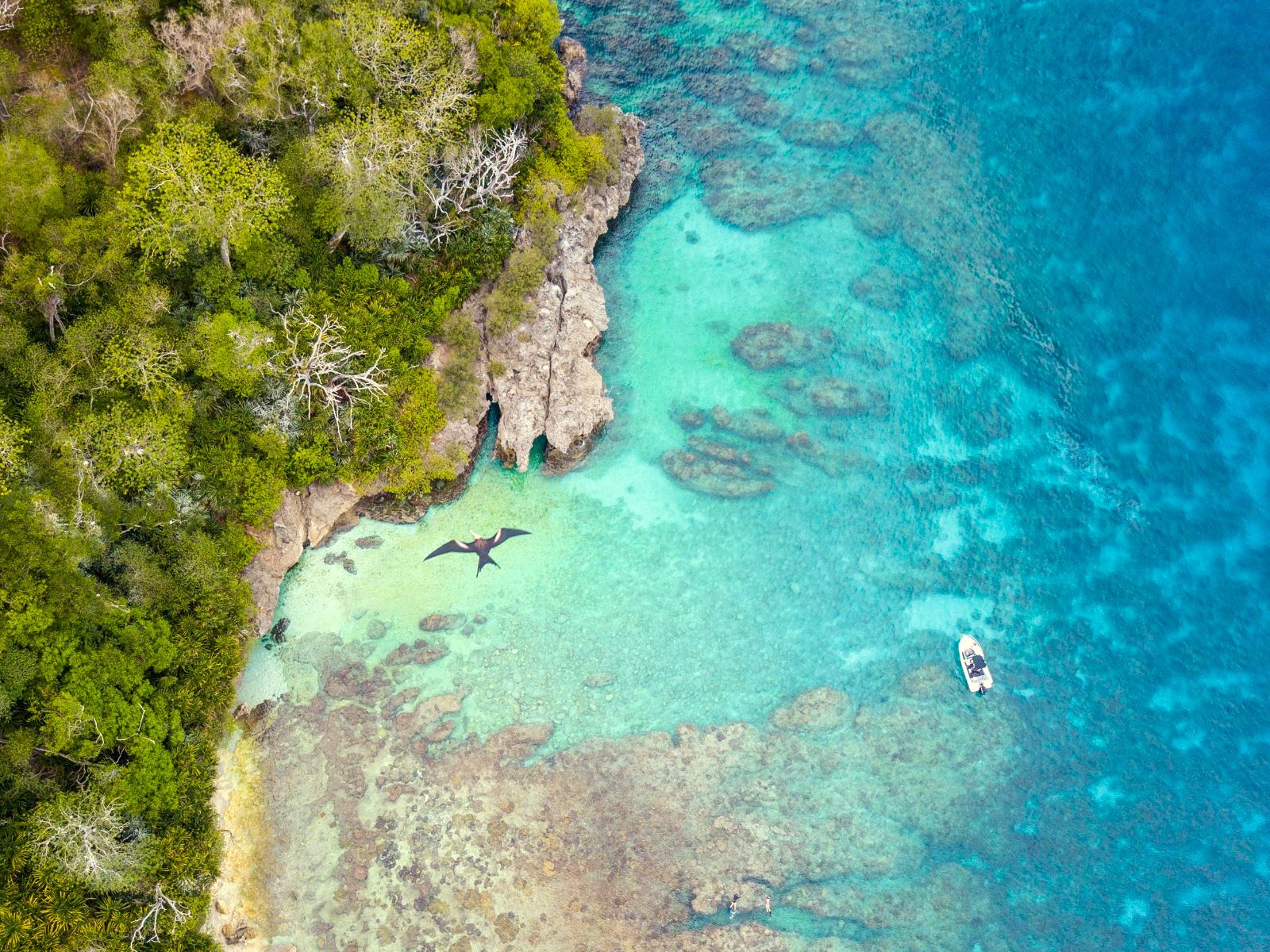 Aerial view of a bay at Christmas Island