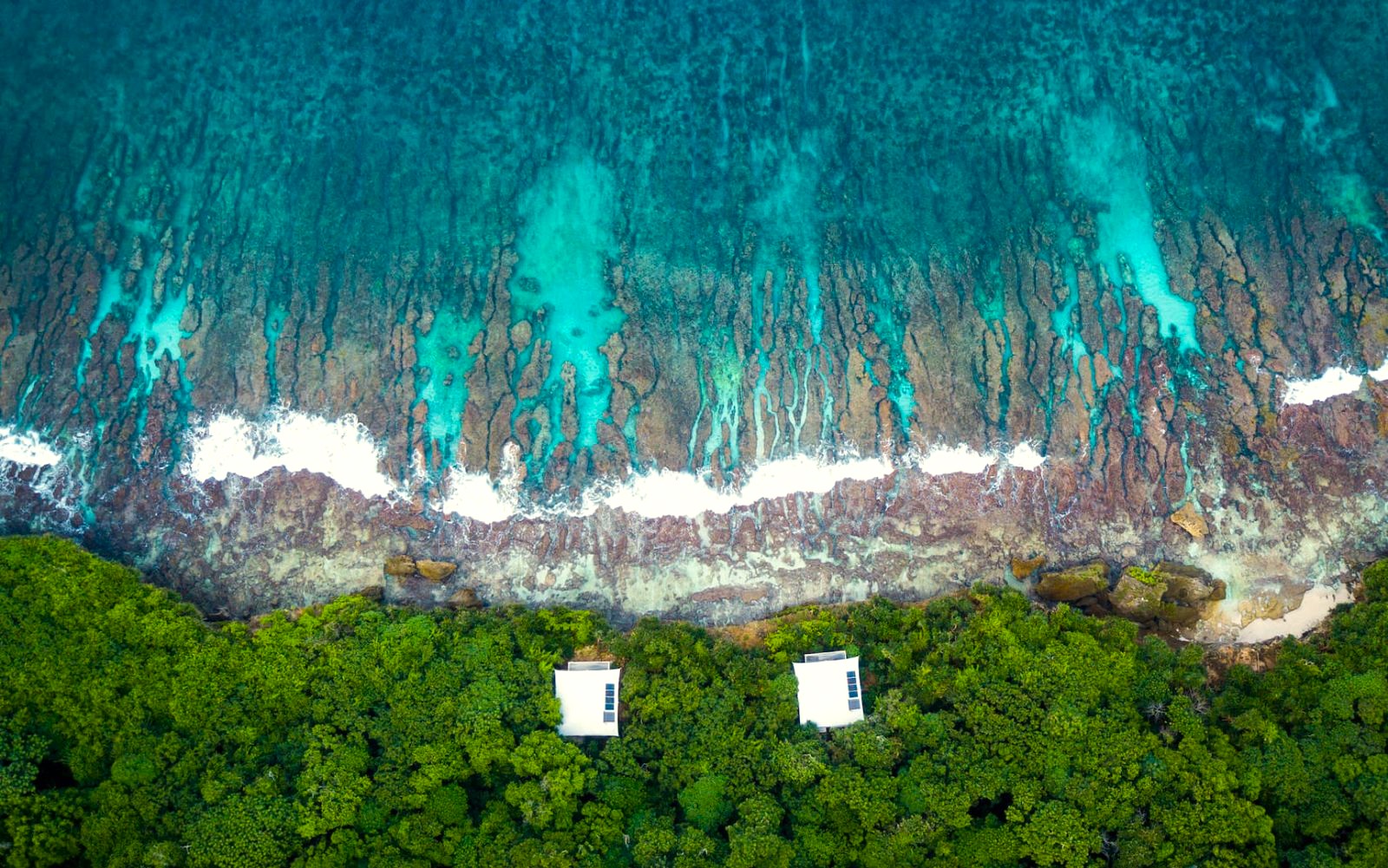 Bird's eye view of Swell Lodge on the west coast of Christmas Island
