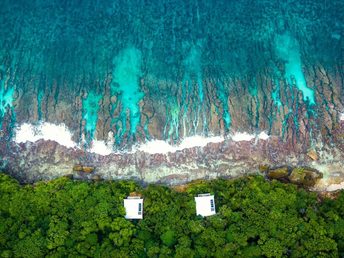 Bird's eye view of Swell Lodge on the west coast of Christmas Island