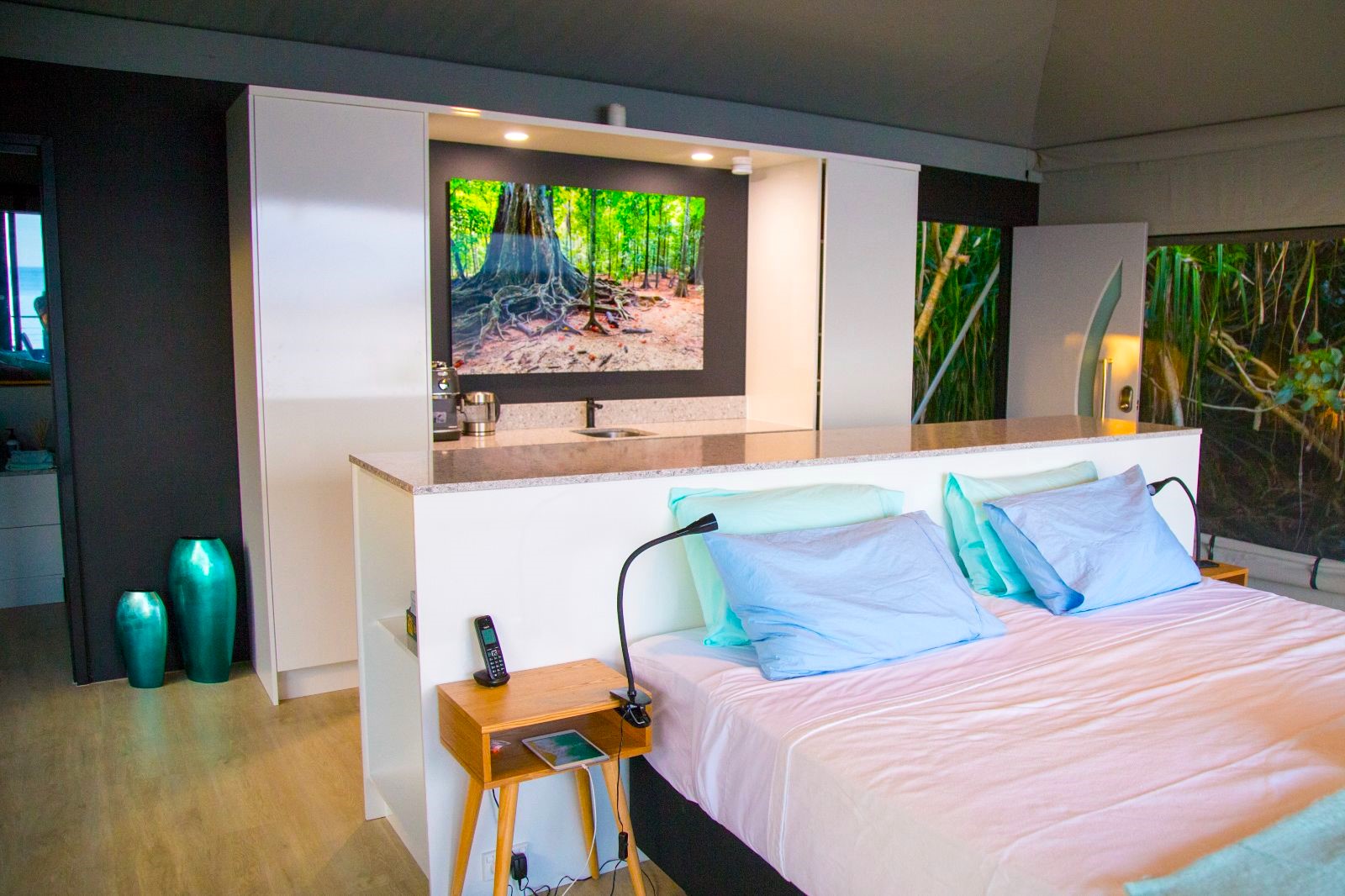Guest suite in an ecolodge at Swell Lodge on Christmas Island