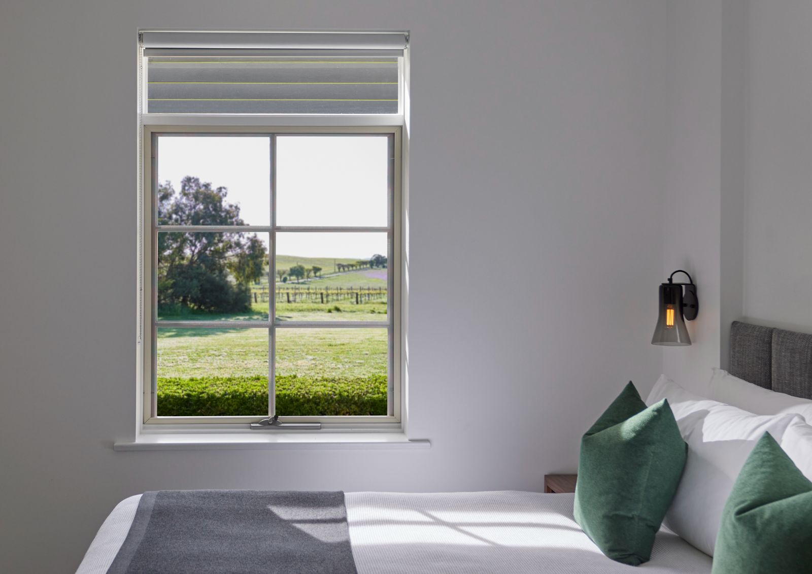 The Stonewall Suite bedroom and views at The Louise Lodge in Australia