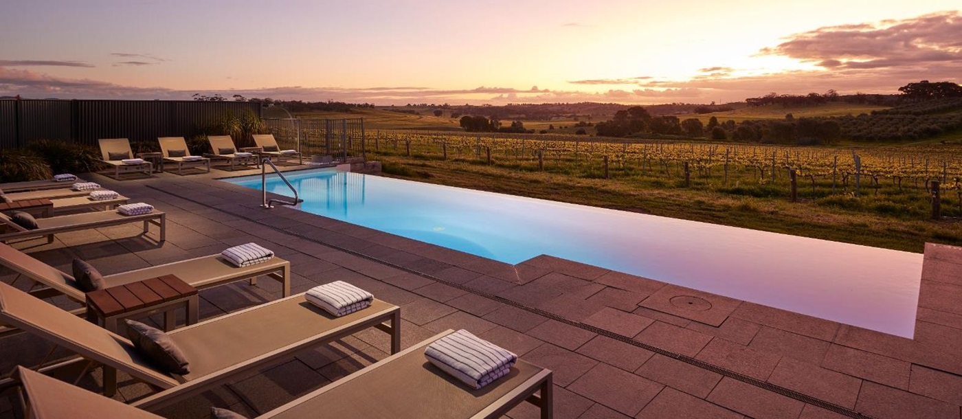 Sunset poolside at The Louise Lodge in Australia
