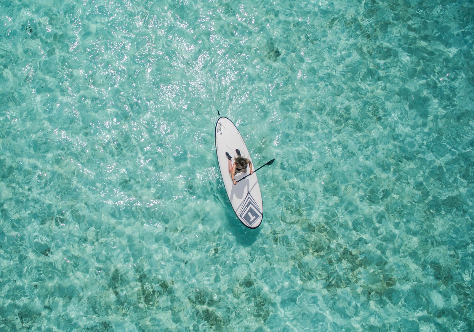 Paddle boarding in crystal clear waters in Australia