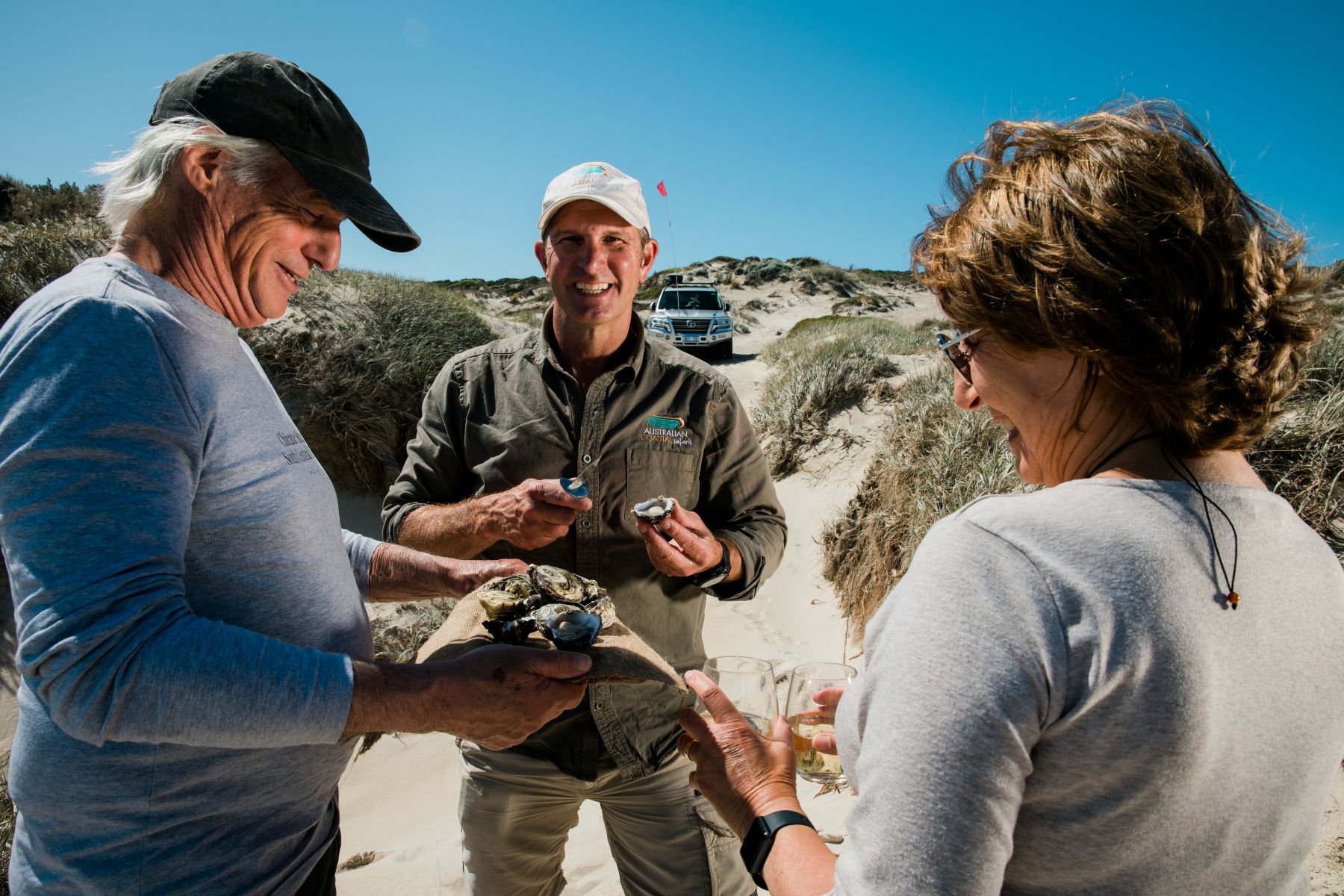 David enjoying wine and oysters during a private guided tour
