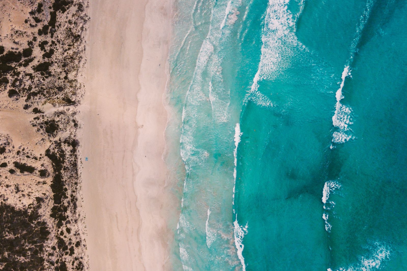 Aerila view of the coastline at Coffin Bay in the Eyre Peninsula Australia