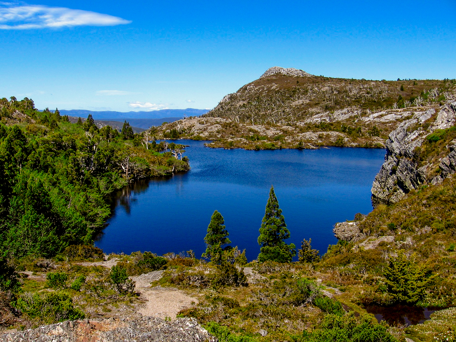 An aerial view of Lake St Clair in Tasmania
