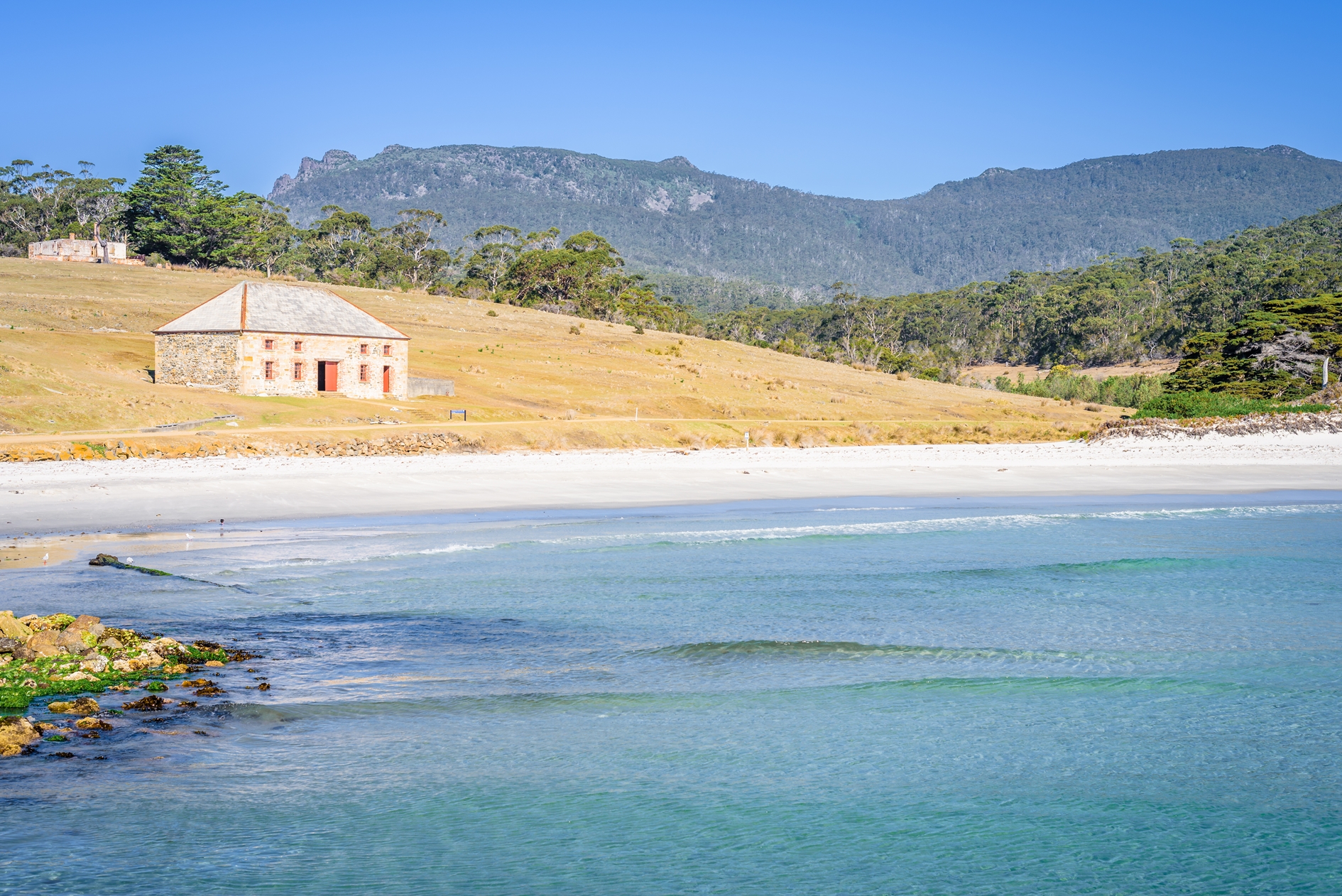 Beach on Maria Island in Tasmania