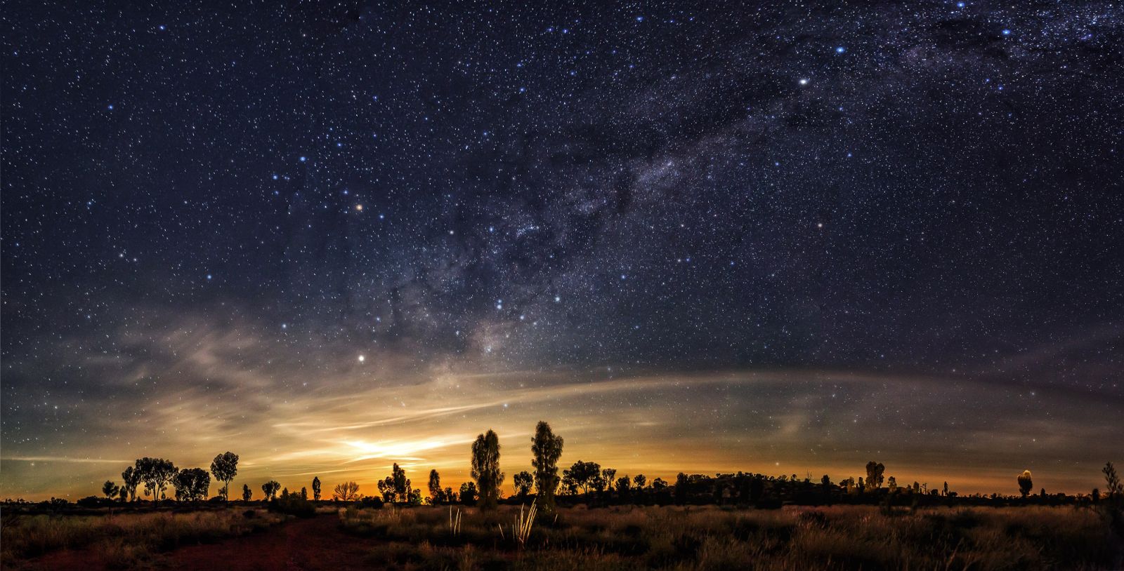 Panoramic view of the milky way from the Australian Outback