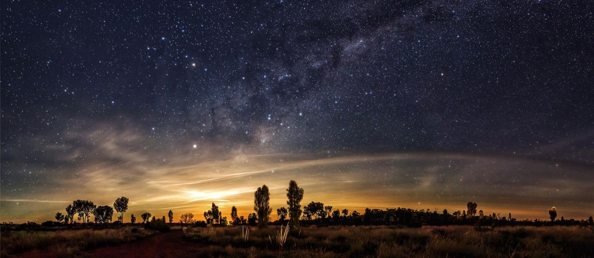 Panoramic view of the milky way from the Australian Outback