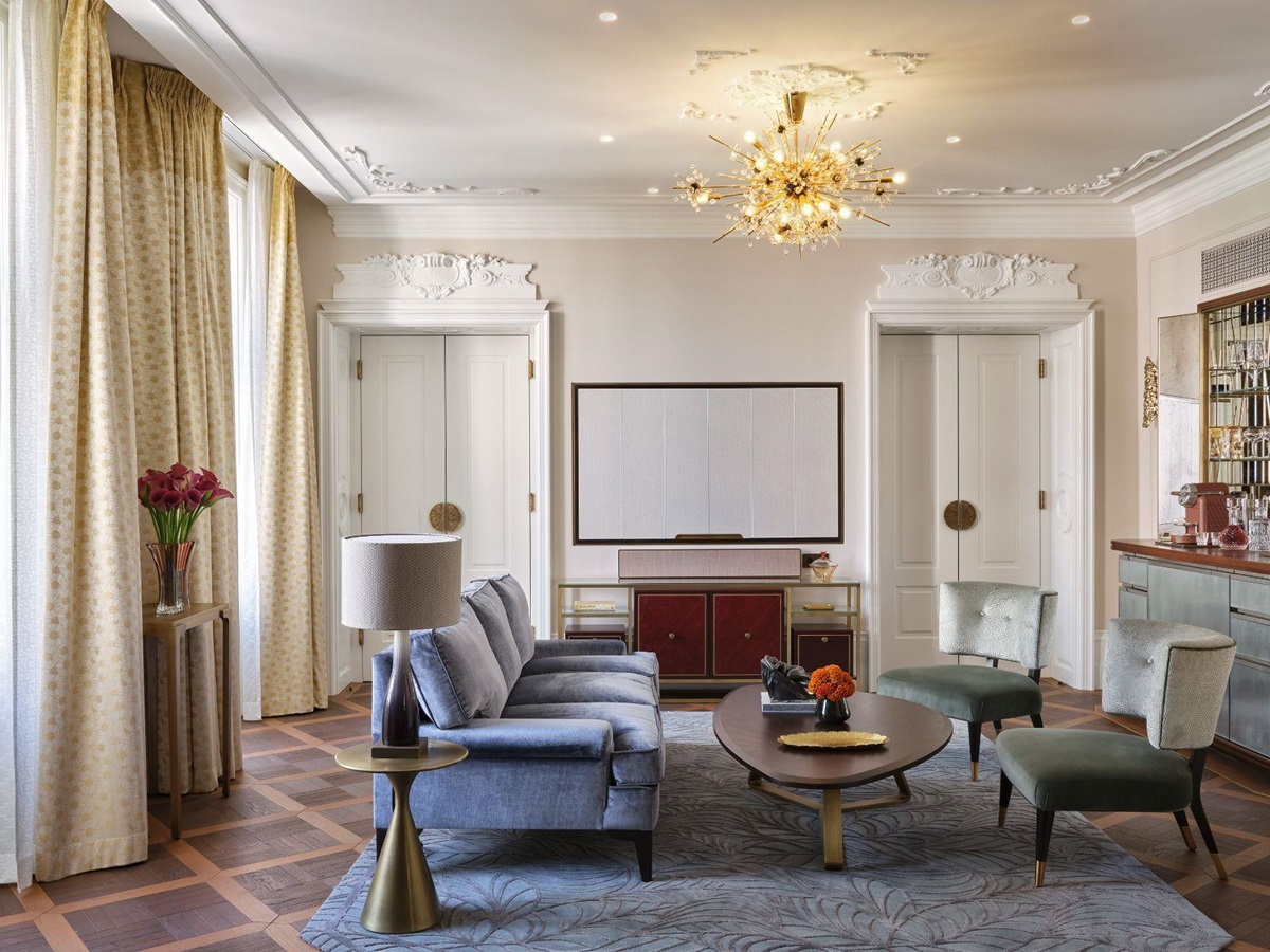 Hoffman House guest suite lounge at the Rosewood Vienna in Austria