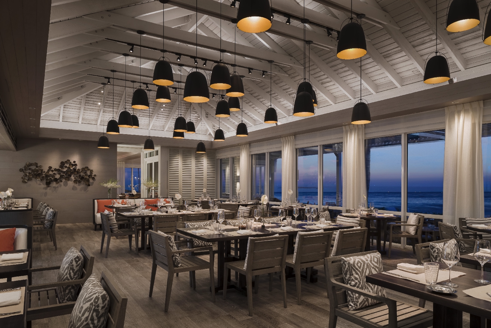 Restaurant interiors of Four Seasons Ocean Club, Bahamas