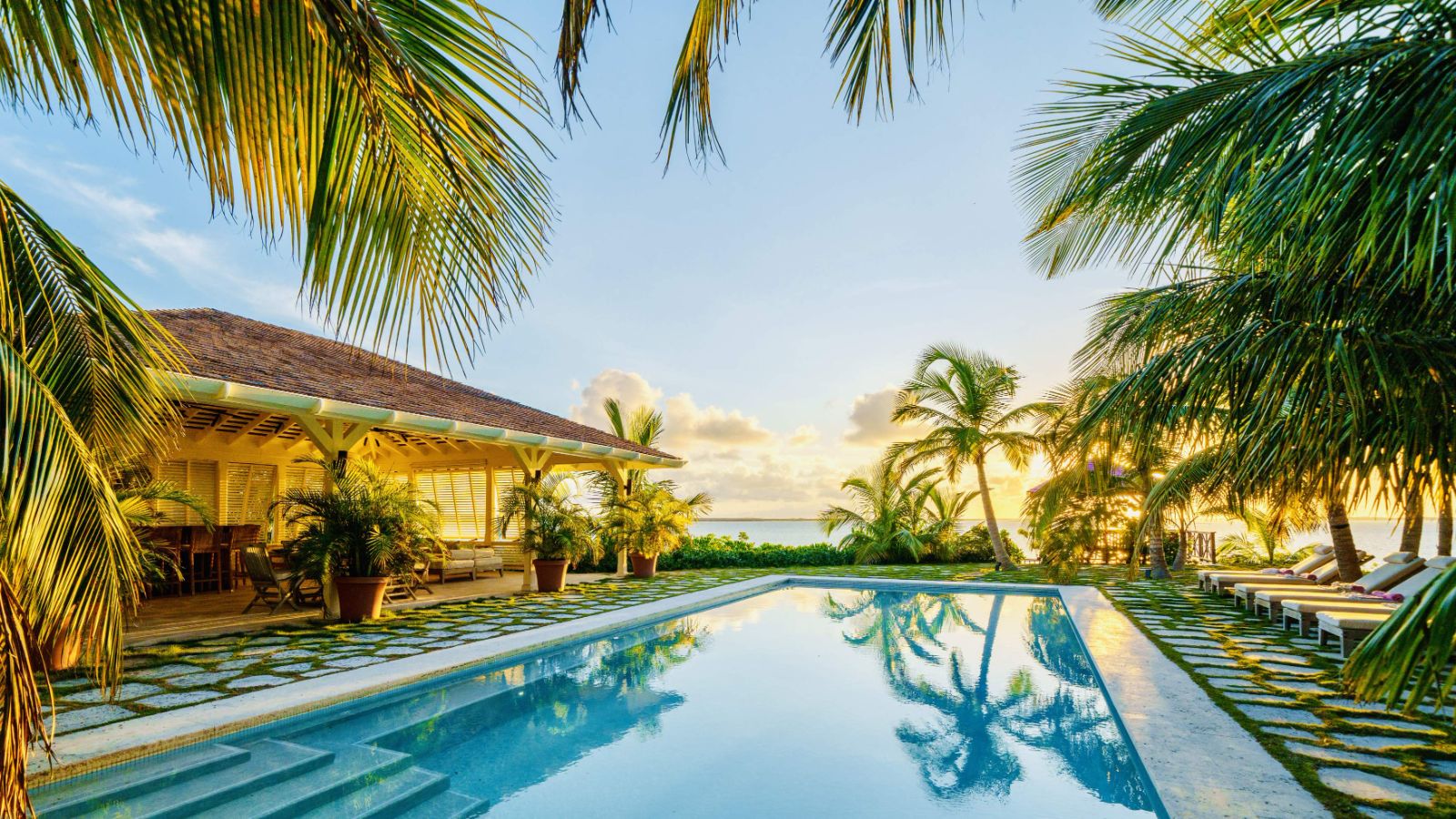 Pool in the Evening at Beacon Hill Estate in the Bahamas
