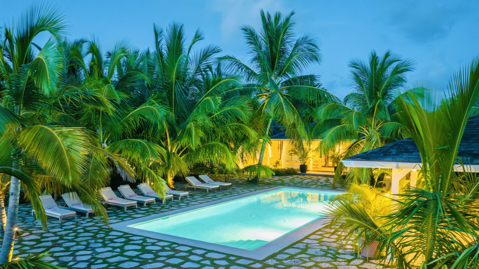 Swimming Pool lights at Beacon Hill Estate in the Bahamas