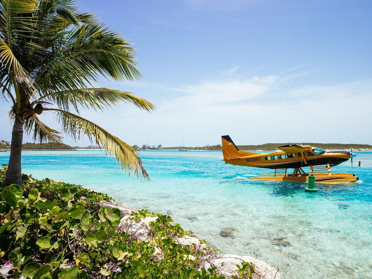 Sea Plane at Over Yonder Cay in the Bahamas