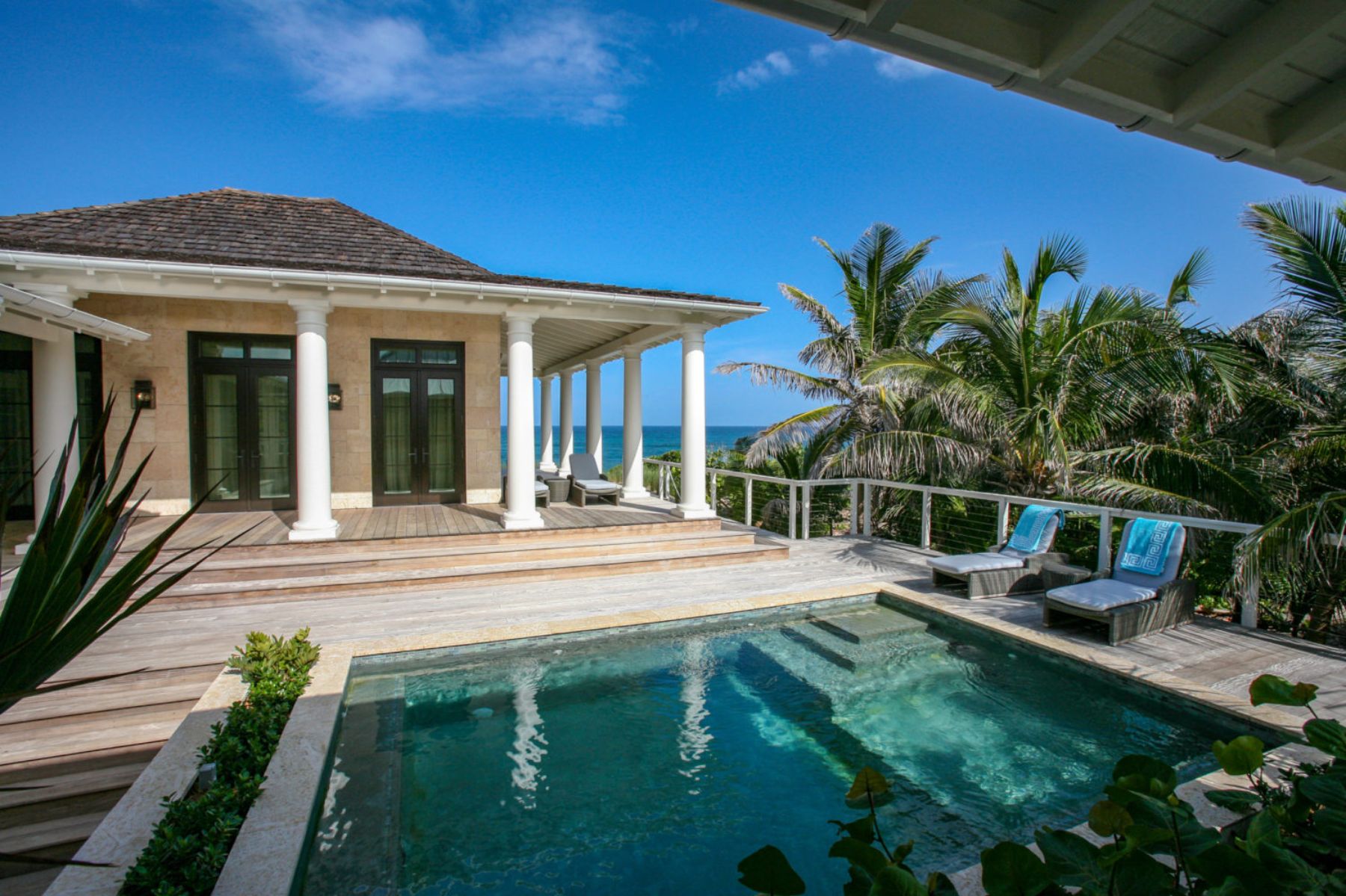 Swimming Pool View at Sea Oats, Elbow Cay in the Bahamas