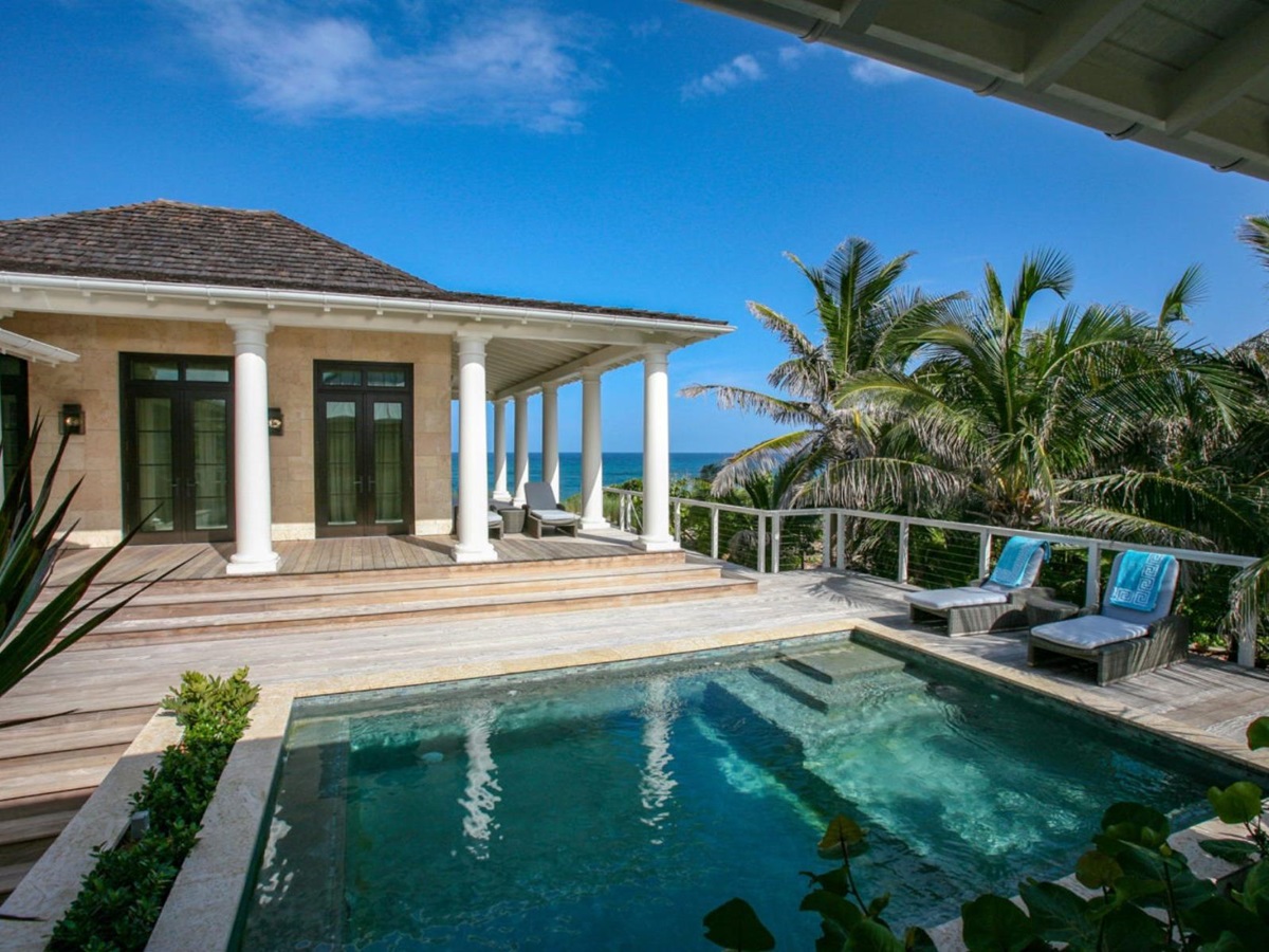 Swimming Pool View at Sea Oats, Elbow Cay in the Bahamas