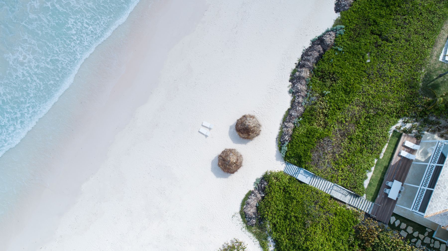 Aerial View of Pink Sands Beach at Sea Siren in the Bahamas