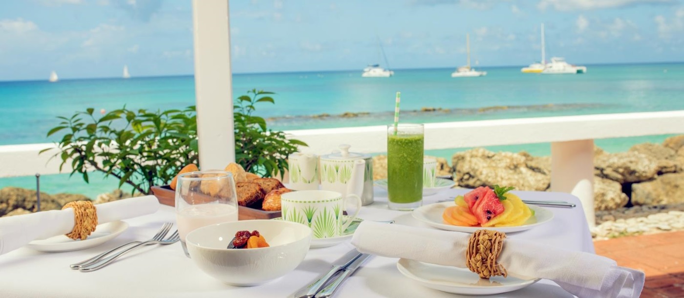 Breakfast table overlooking the ocean
