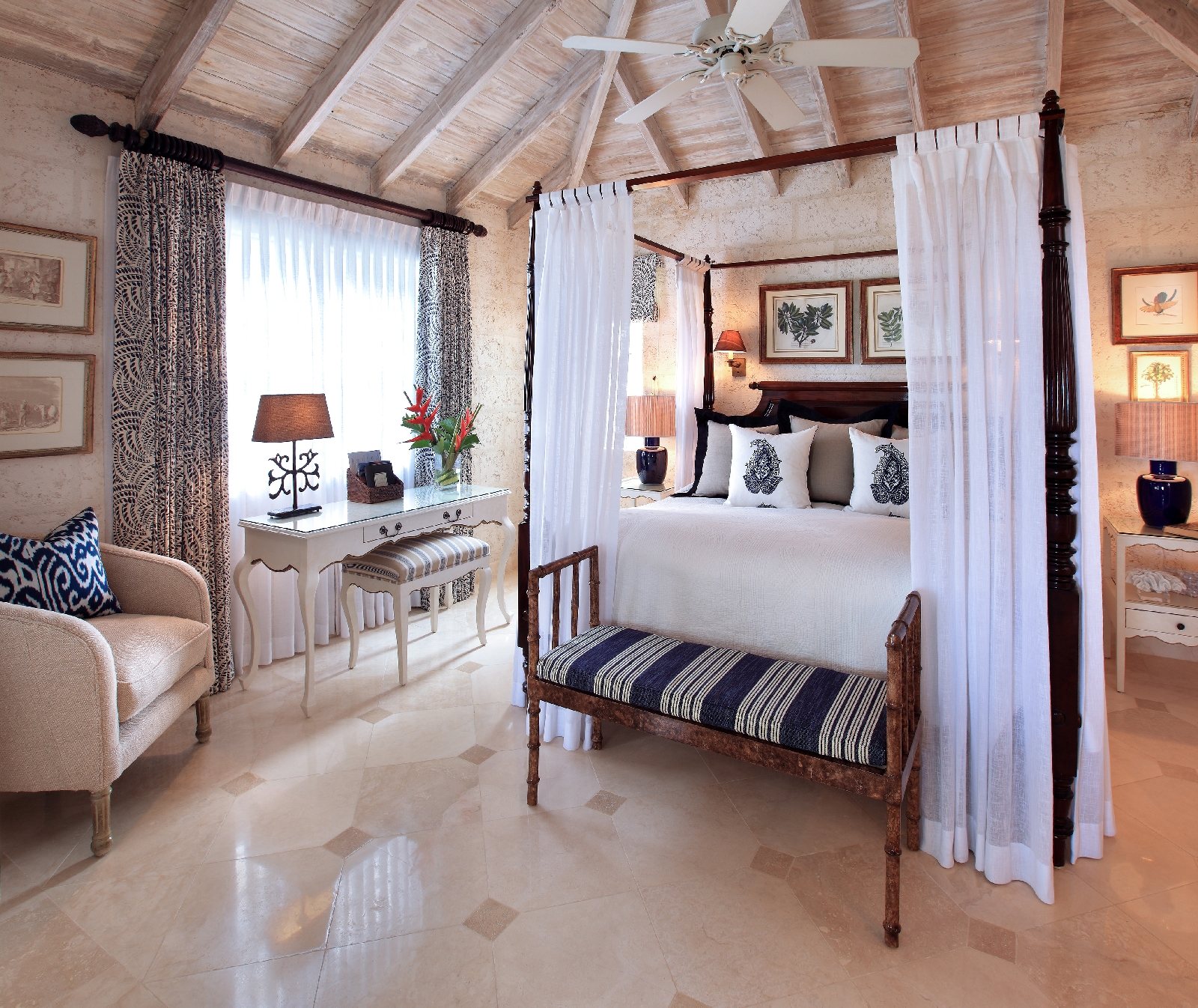a double bedroom in coral reef club, barbados