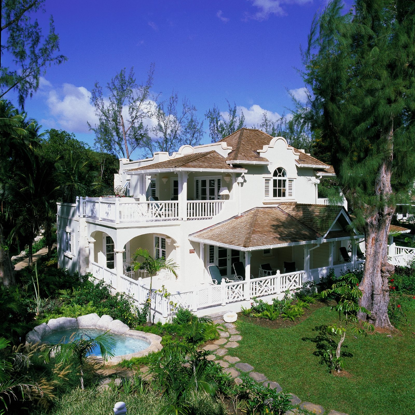 the exterior of one of the appartments at coral reef club, barbados