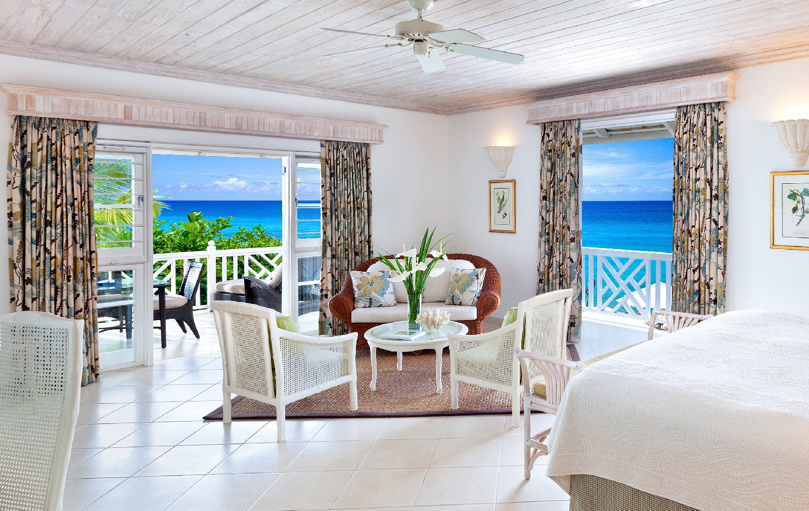 double bedroom with terrace access at coral reef club, barbados