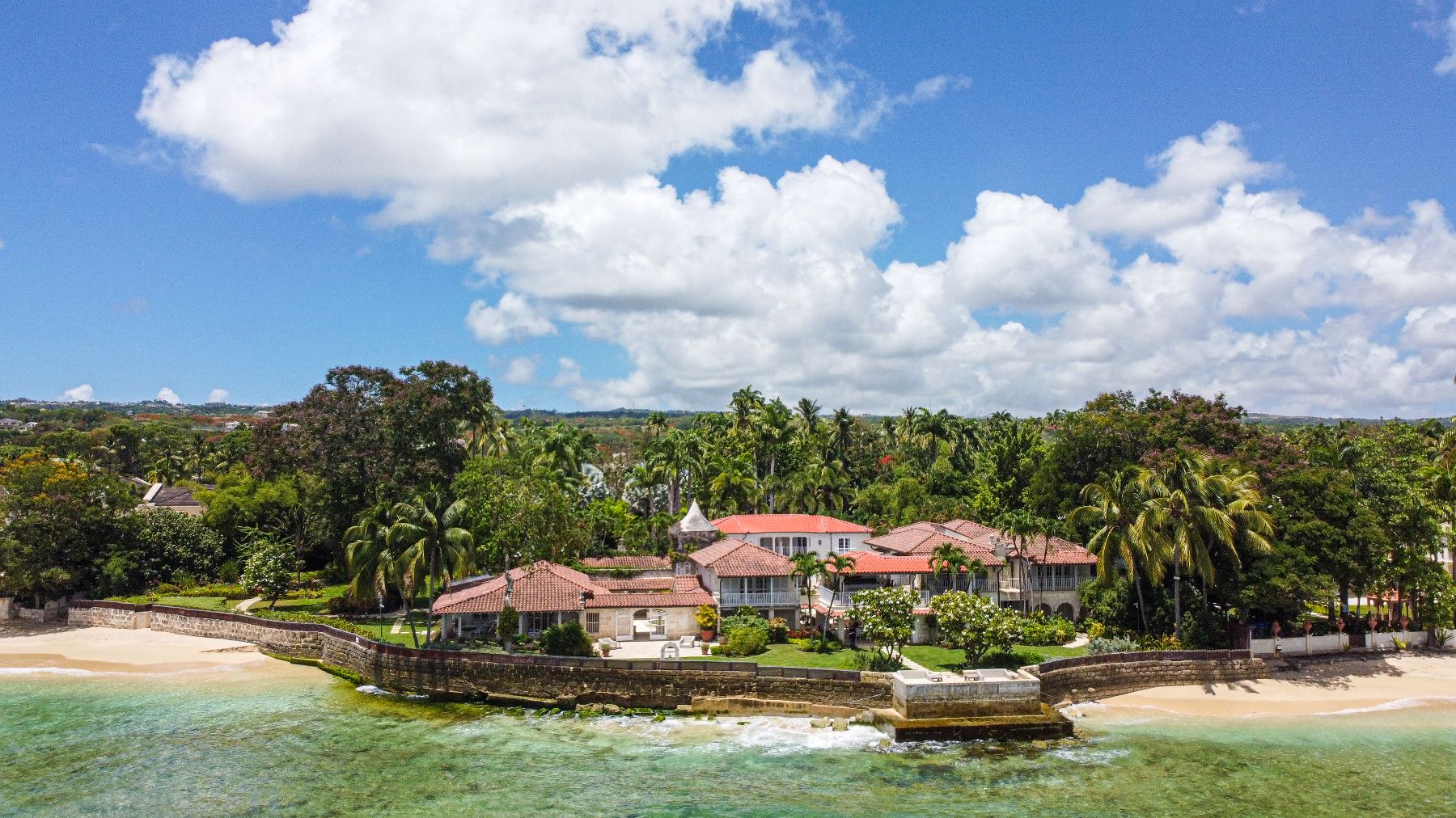 Aerial shot of villa and beach at Bachelor Hall in Barbados