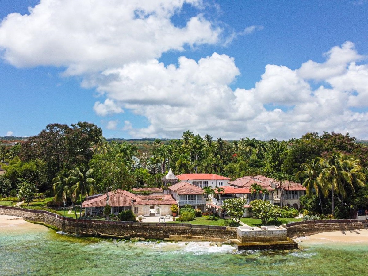 Aerial shot of villa and beach at Bachelor Hall in Barbados