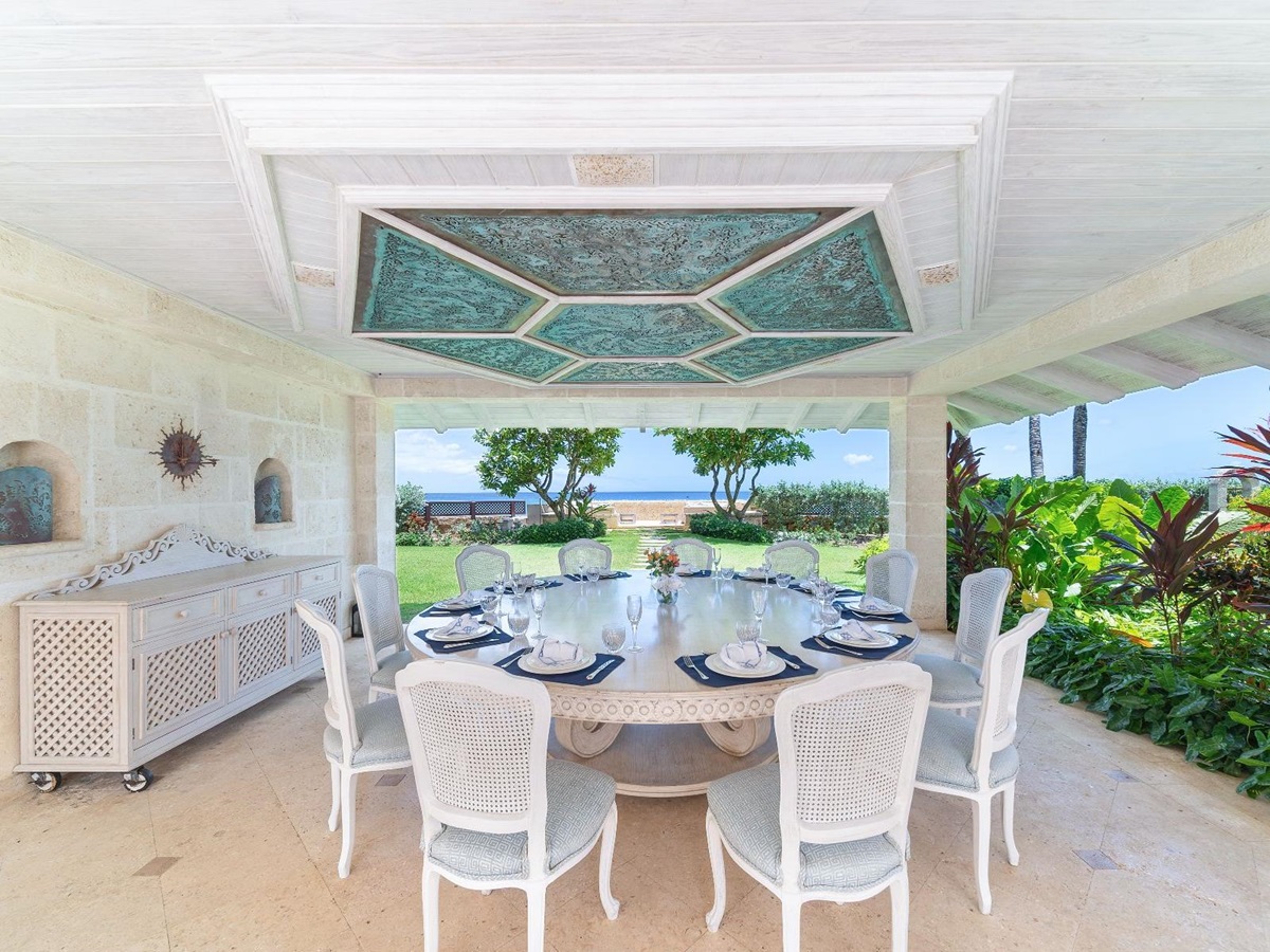 Outdoor dining table at Bachelor Hall in Barbados