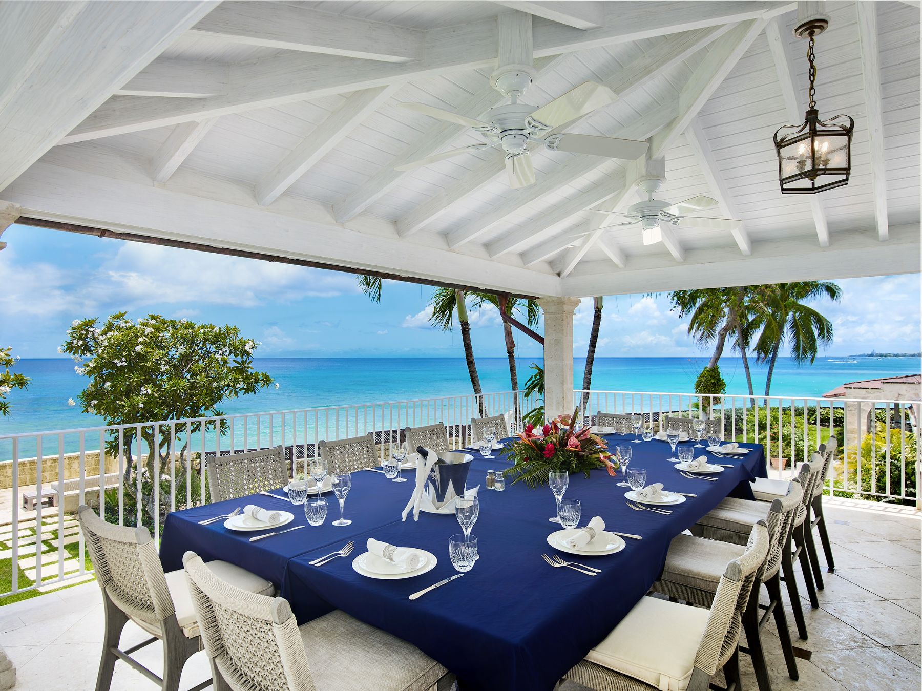 Outdoor dining table at Bachelor Hall in Barbados